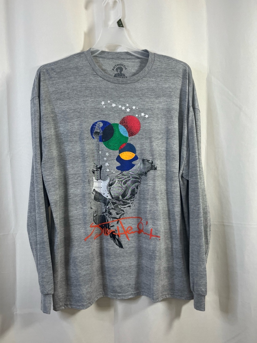 VTG AUTHENTIC HENDRIX  Mens Long Sleeve Shirt 2XL Gray Graphic Print Relaxed Fit